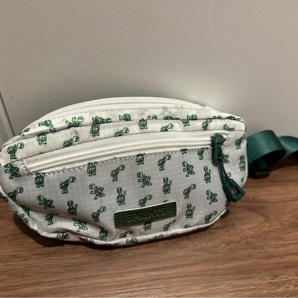 Green and White Men's Waist Bag